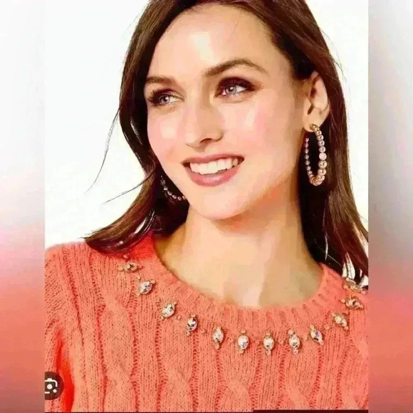 NWT Large Dario sweater in Yummy Melon w/rhinestone accents Item# 7T - Picture 3 of 10